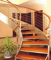Engineering winding steel with wood staircase
